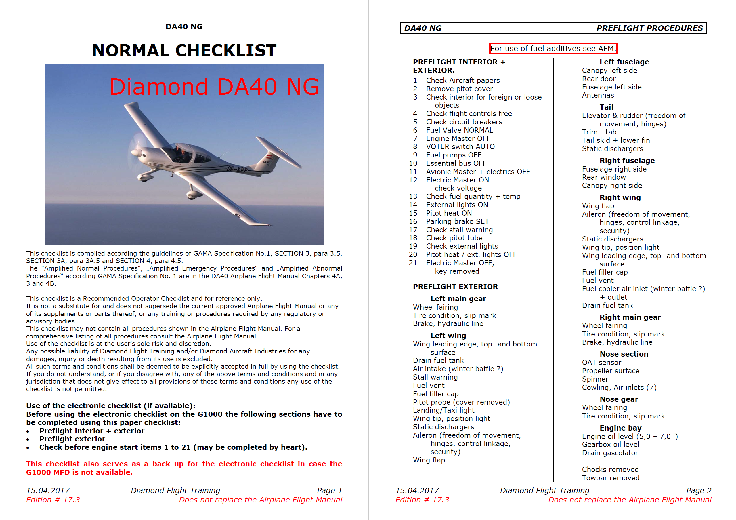 sample pages from the checklist